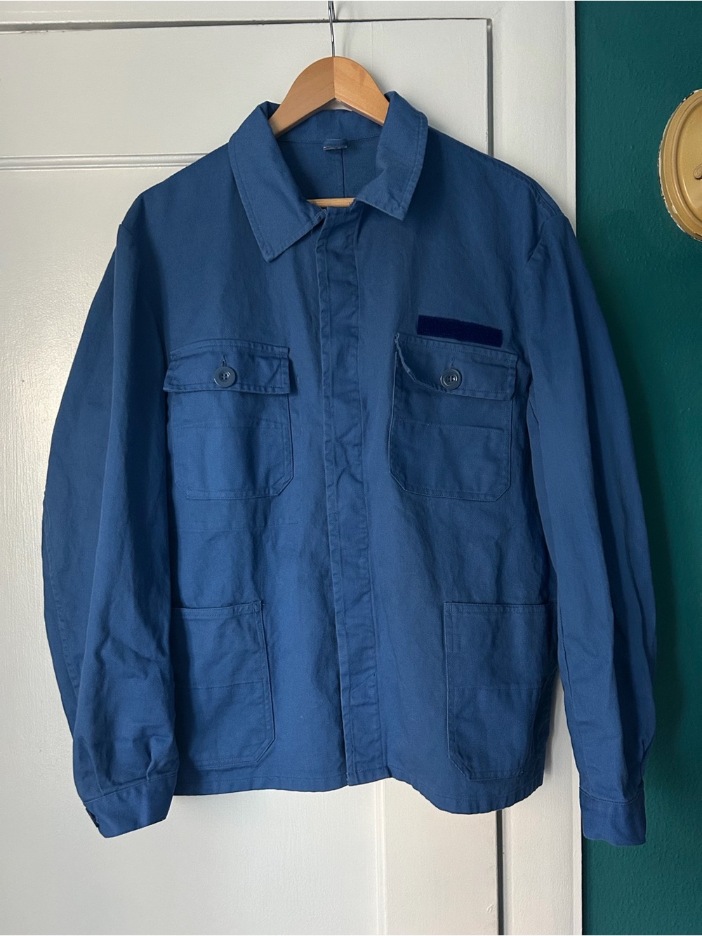 Vintage Cotton Chore French Workwear Jacket Blue Sun Fade Artist Coat